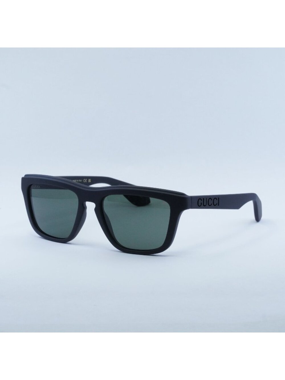 Gucci GG1571S 001 Sunglasses Matte Black Rectangle Frame, Grey Lenses